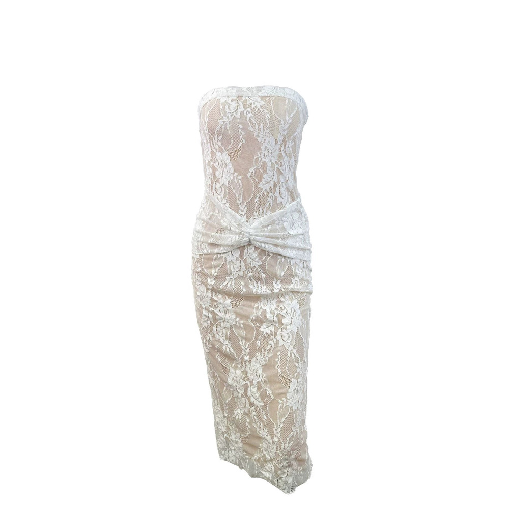 Zara Summer Strapless Lace Bodycon Dress - Picture 5 of 6